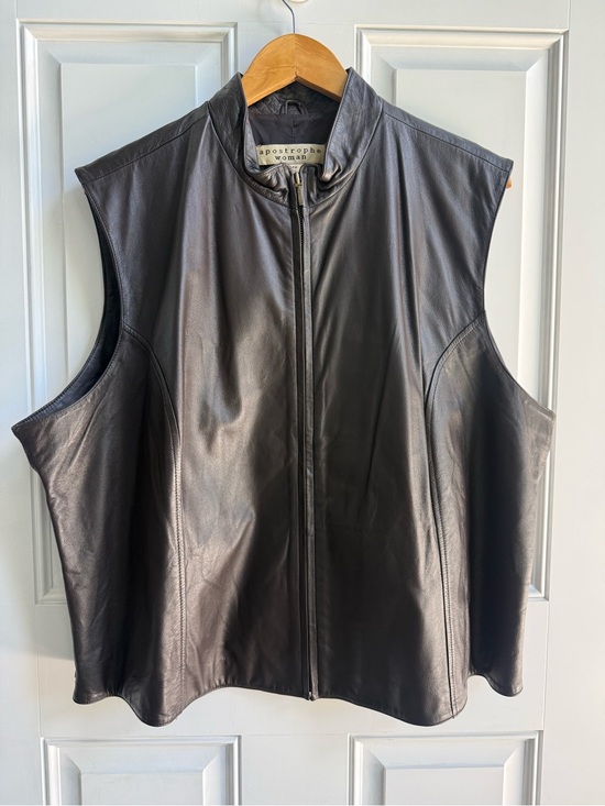 Apostrophe Jackets & Blazers - Women’s Vintage Leather Sleeveless Zip Front Vest Apostrophe Woman Sears western